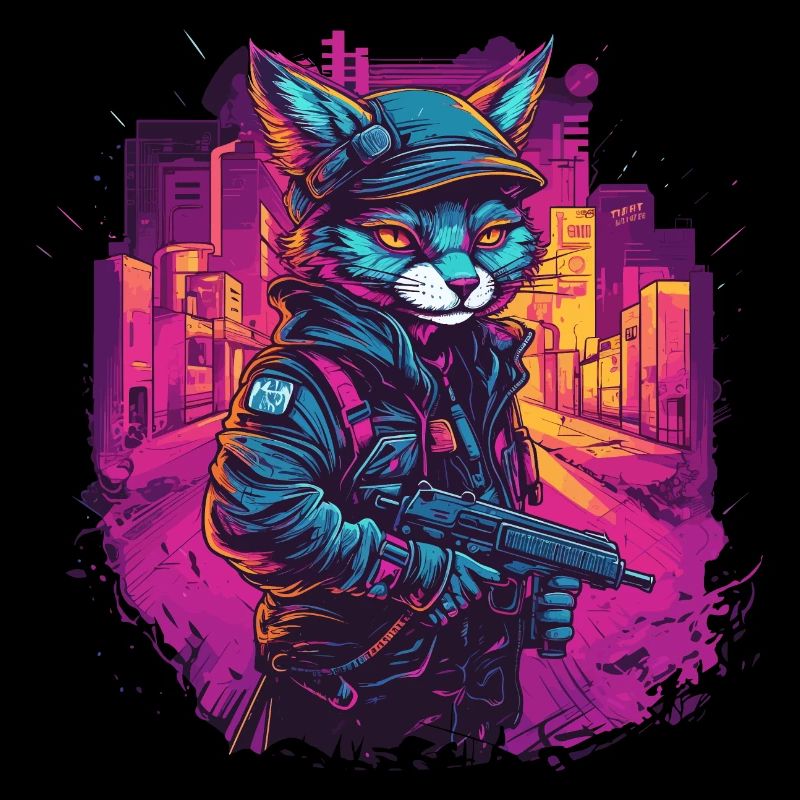 Katze Cyber Cat Katzen Punk