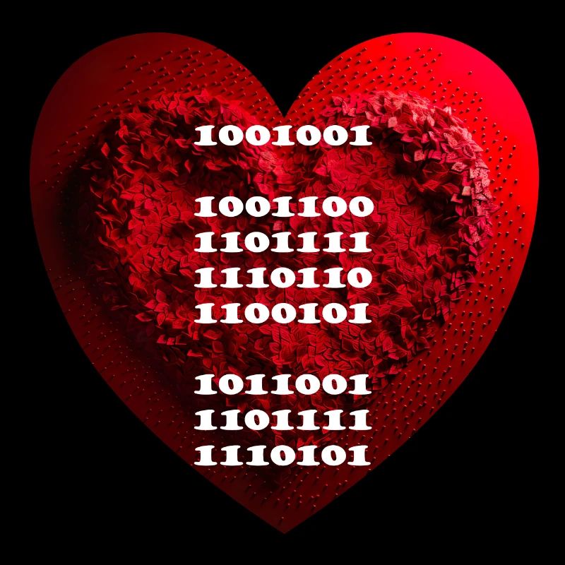 Encrypted declaration of love in binary code