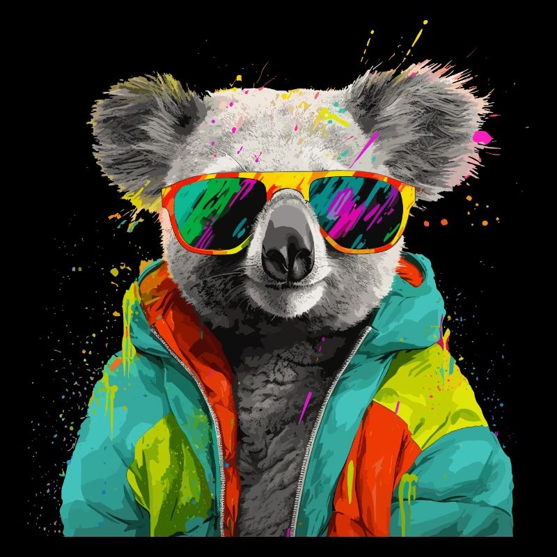 Koala with Sunglasses Colorful Cool Koala Bear