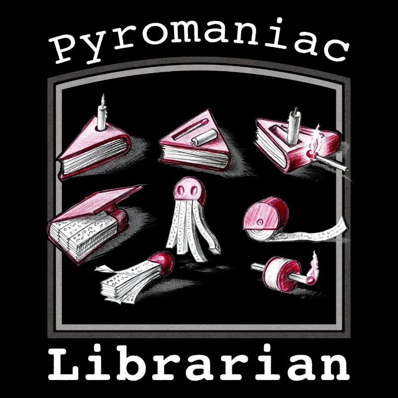 Pyromaniac Librarian Igniting Book Ideas