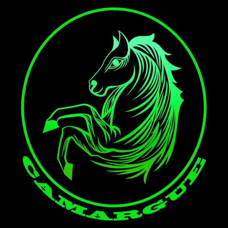 Cheval de Camargue vert fluo