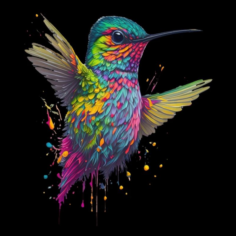 Farbexplosion Kolibri Kunstwerk
