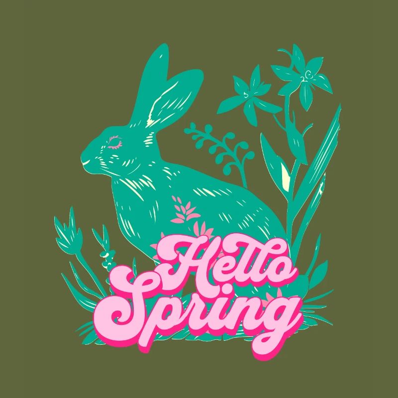 Hello Spring Rabbit with Flowers