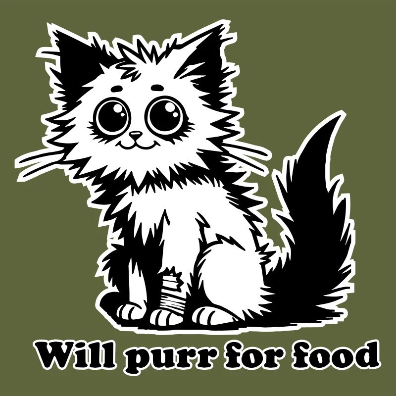 Chat sans abri - Will ronronnera pour la conception de nourriture