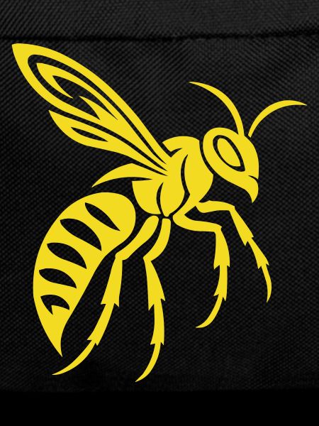 Yellow wasp silhouette on black
