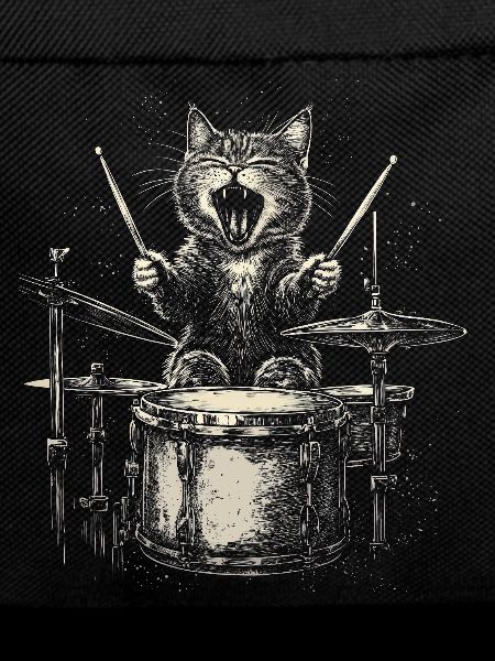 Cat Drums Drummer Rock Music Funny