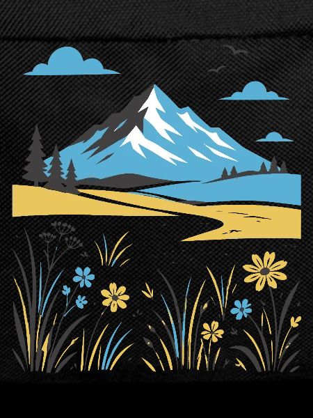 Mountain landscape with flowering meadows
