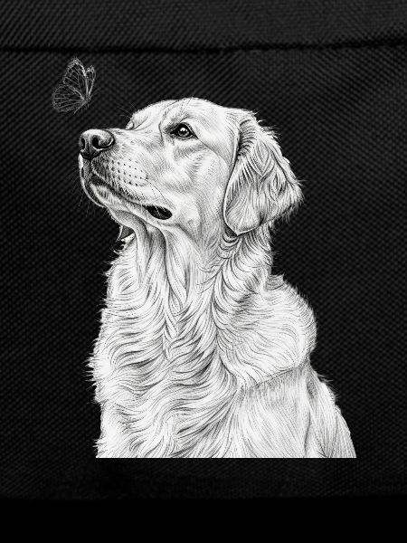 Golden Retriever Illustration with Butterfly