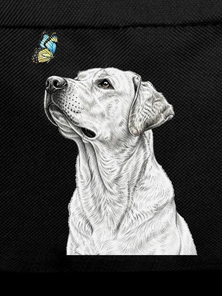 Labrador with butterfly banksy style