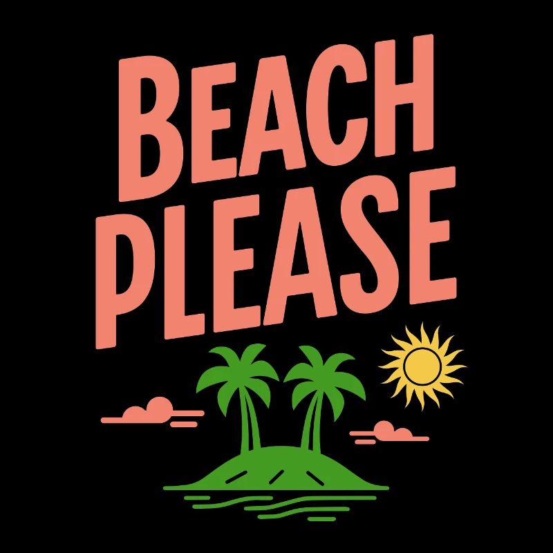 Beach Please Lustiger Strand Spruch Retro