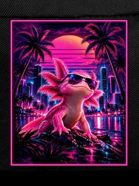 Retro Synthwave Axolotl – 80er Neon Design