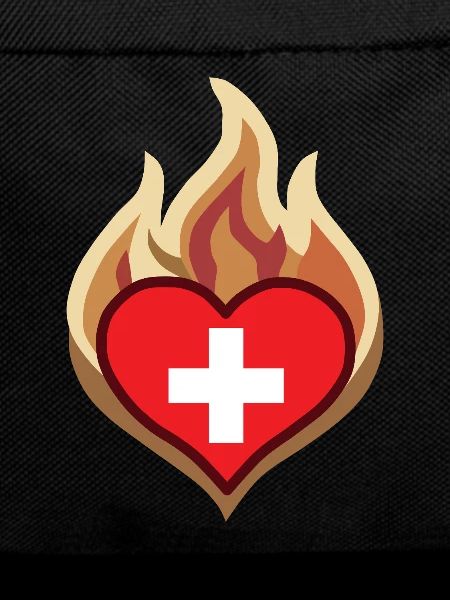 Switzerland Flag Heart on Fire