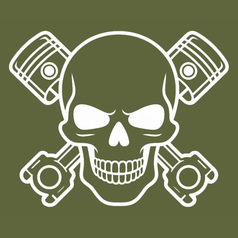 Skull with piston cross