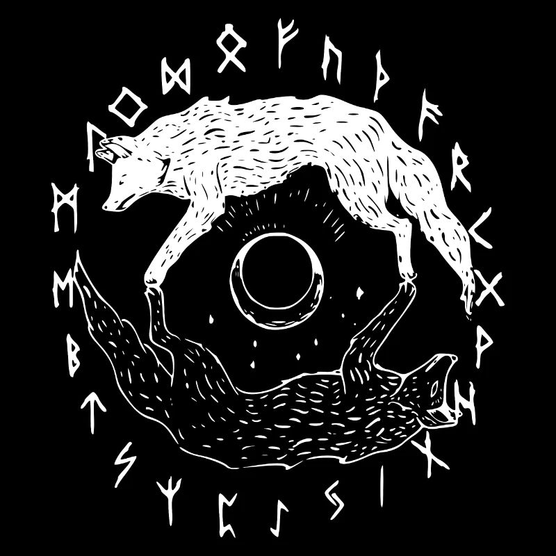 Wikinger Wölfe - Sköll und Hati - Runen Keltisch