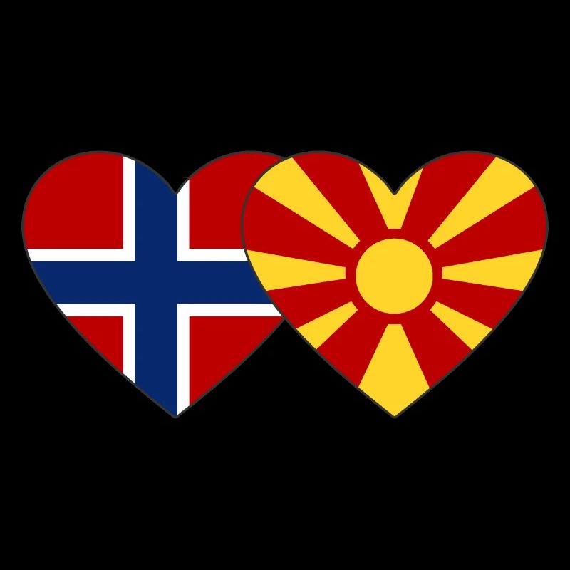 Norway Macedonia Flag Heart