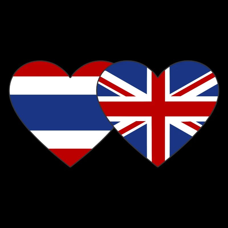 Thailand England Flag Heart