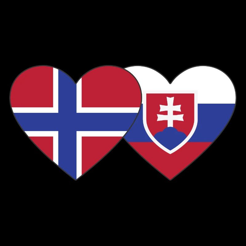 Norway Slovakia Flag Heart