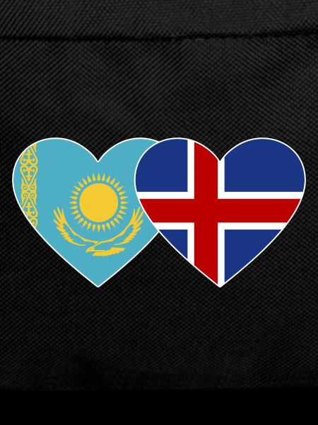 Kazakhstan Iceland Flag Heart