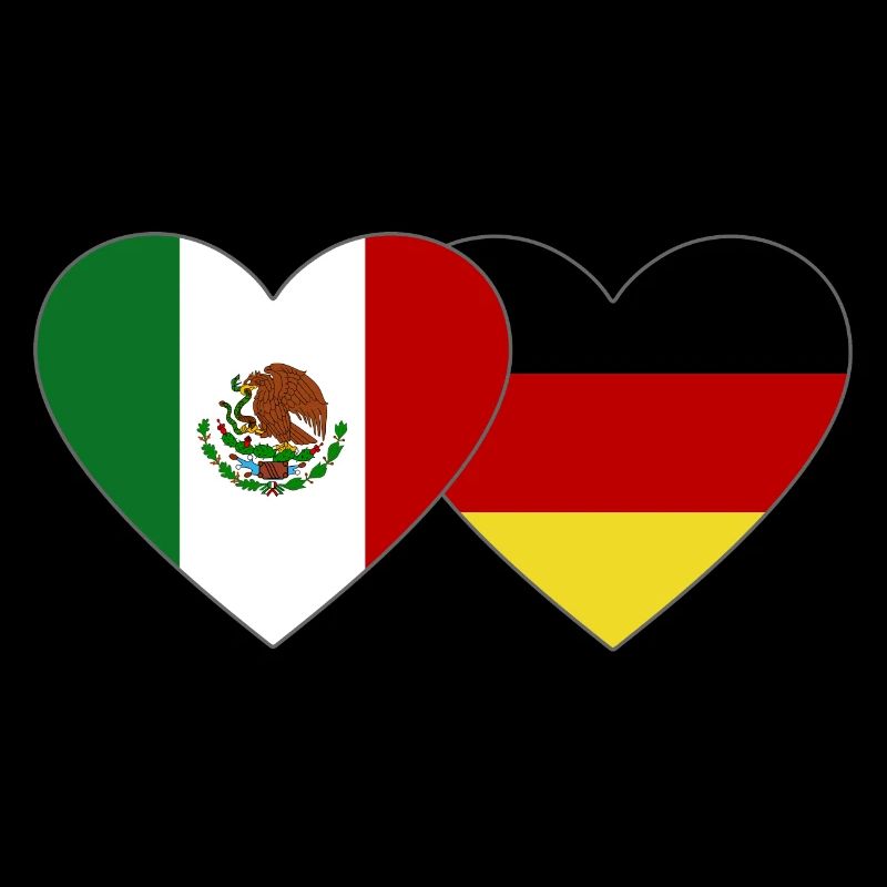 Mexico Germany Flag Heart