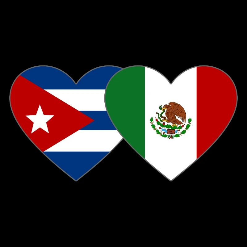 Cuba Mexico Flag Heart