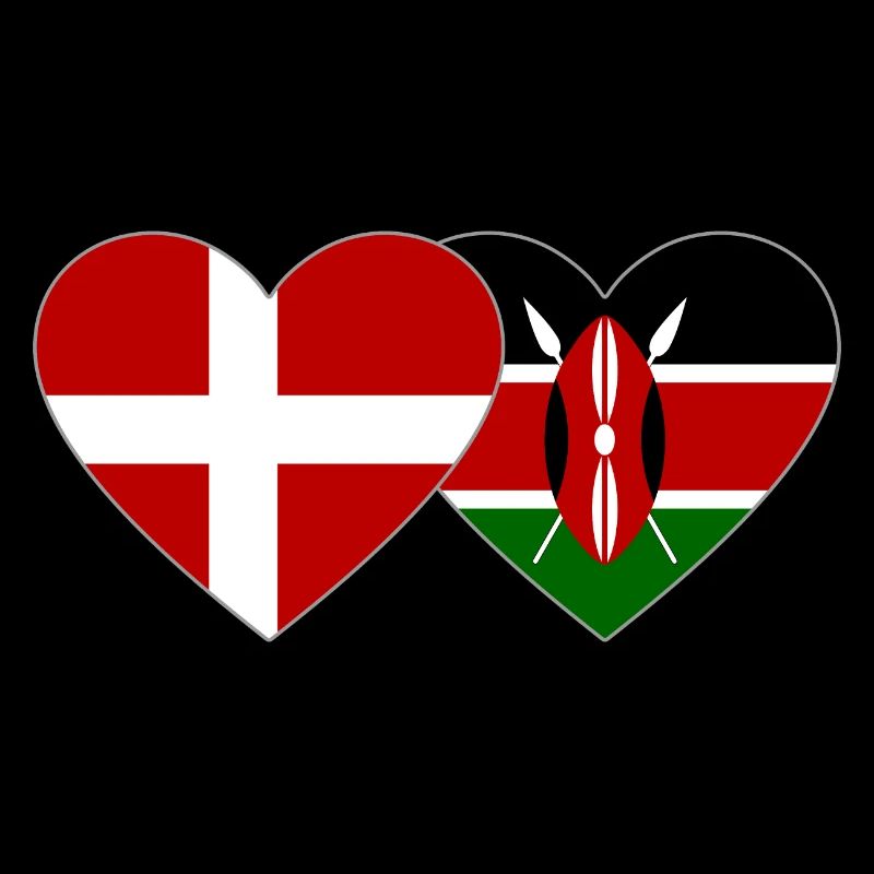 Denmark Kenya Flag Heart