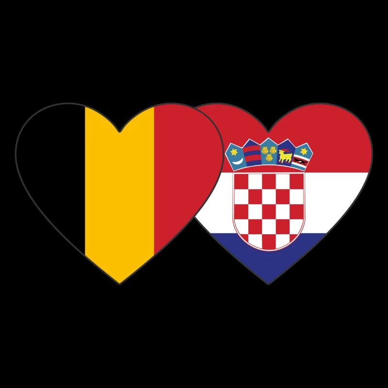Belgium Croatia Flag Heart