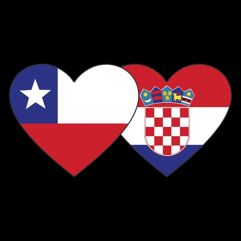 Chile Croatia Flag Heart