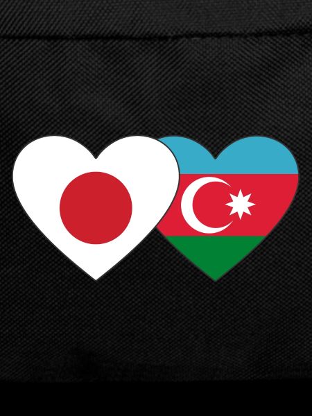 Japan Azerbaijan Flag Heart