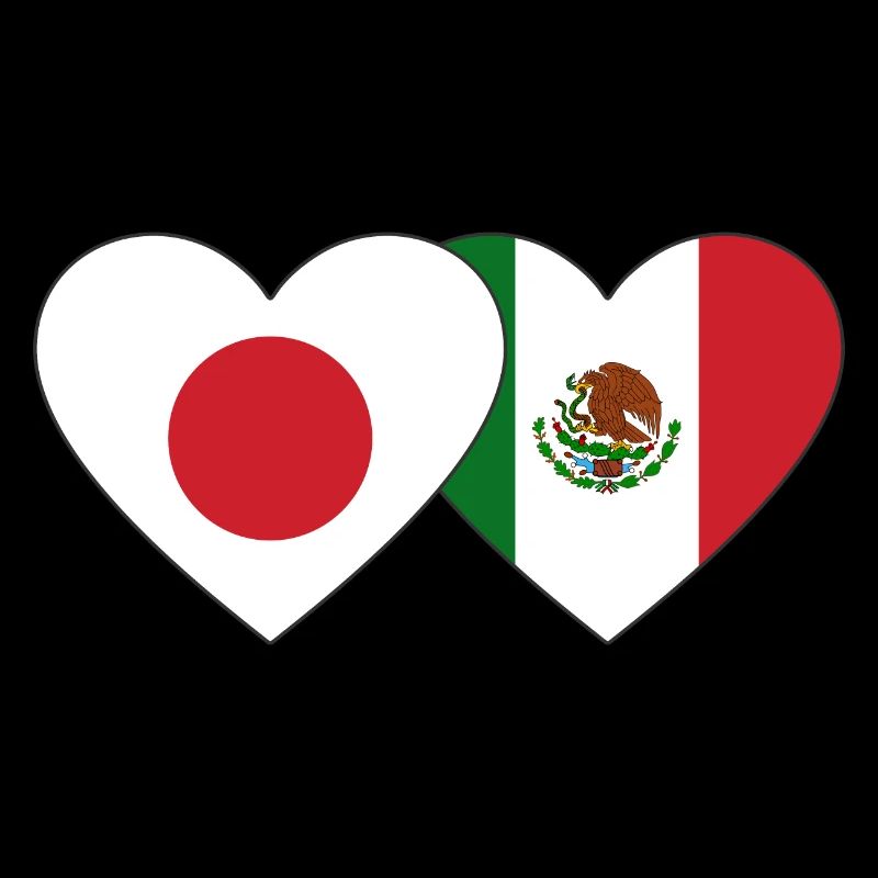Japan Mexico Flag Heart