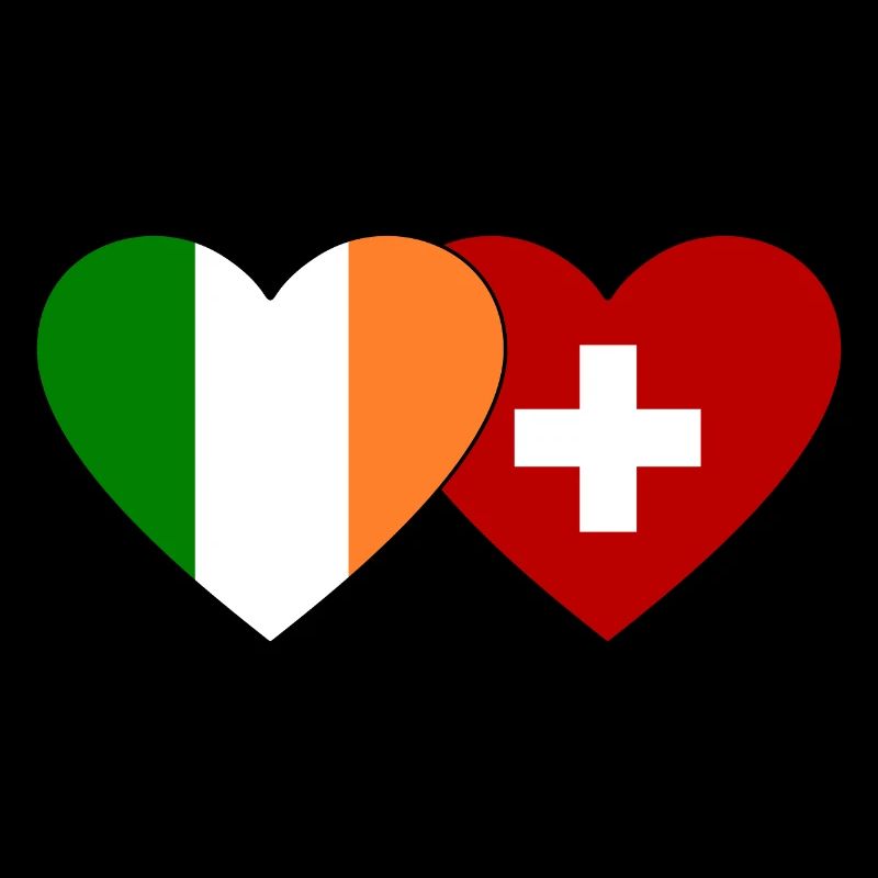 Irlande Suisse Flag Heart