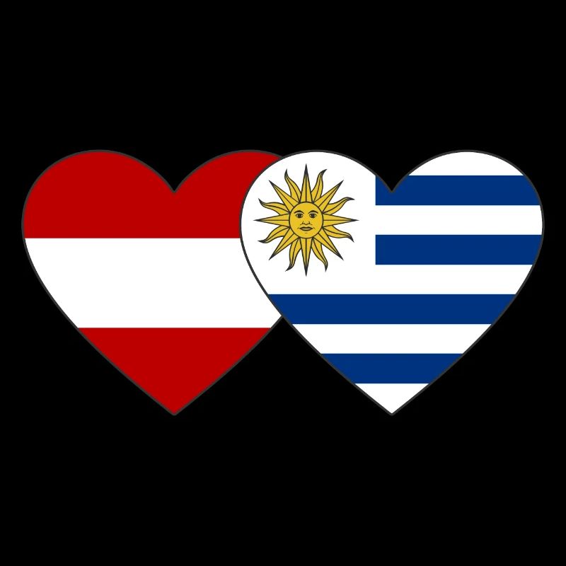 Austria Uruguay Heart Flag