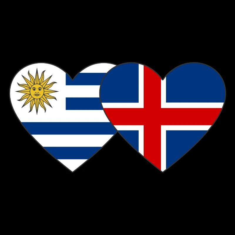 Uruguay Iceland Heart Flag