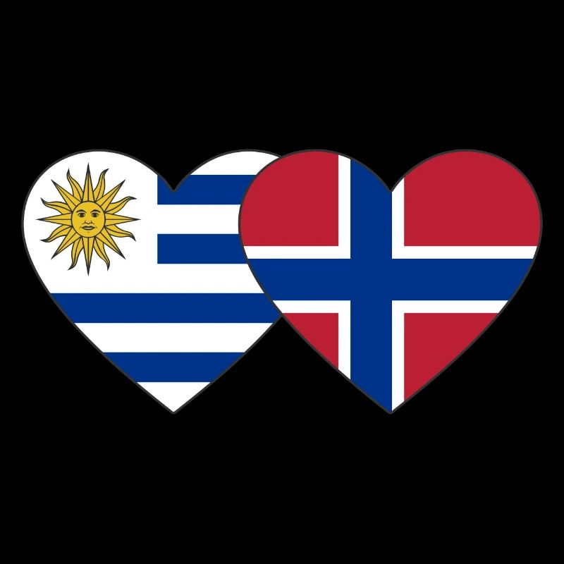 Uruguay Norway Heart Flag