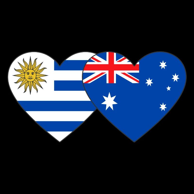 Uruguay Australia Heart Flag