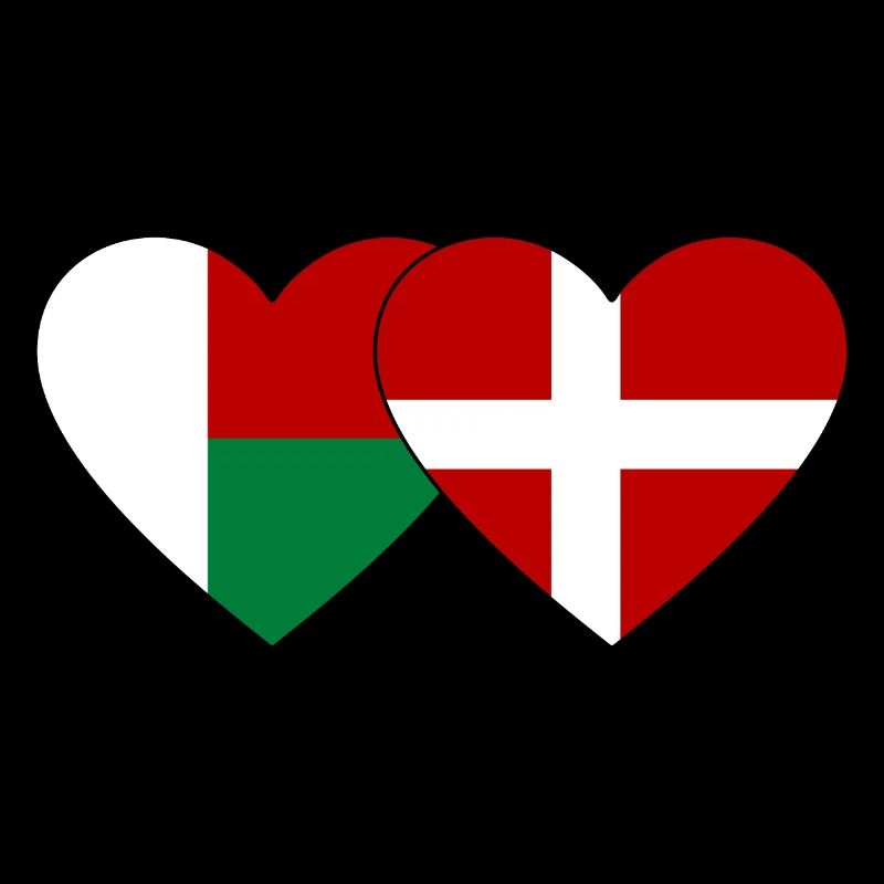 Madagascar Denmark Heart Flag