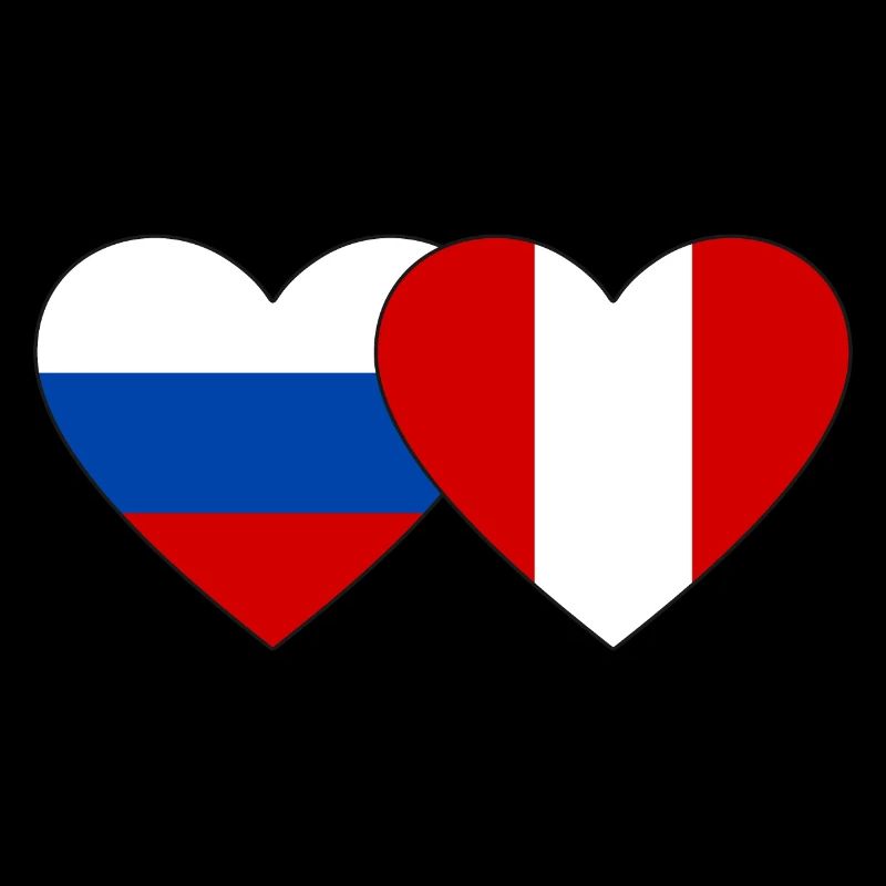 Russia Peru Heart Flag