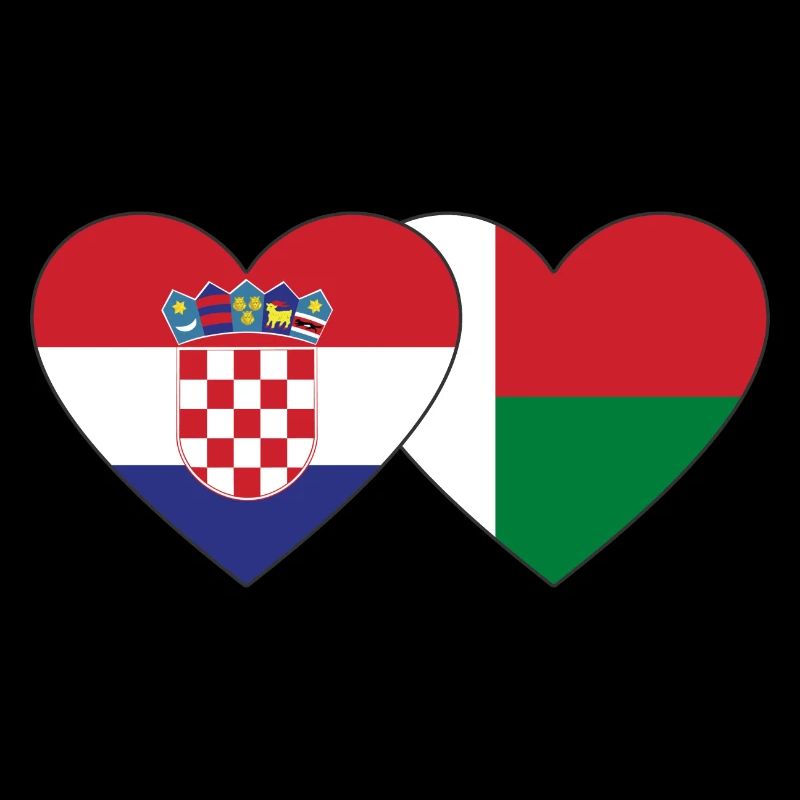 Croatie Madagascar drapeau coeur