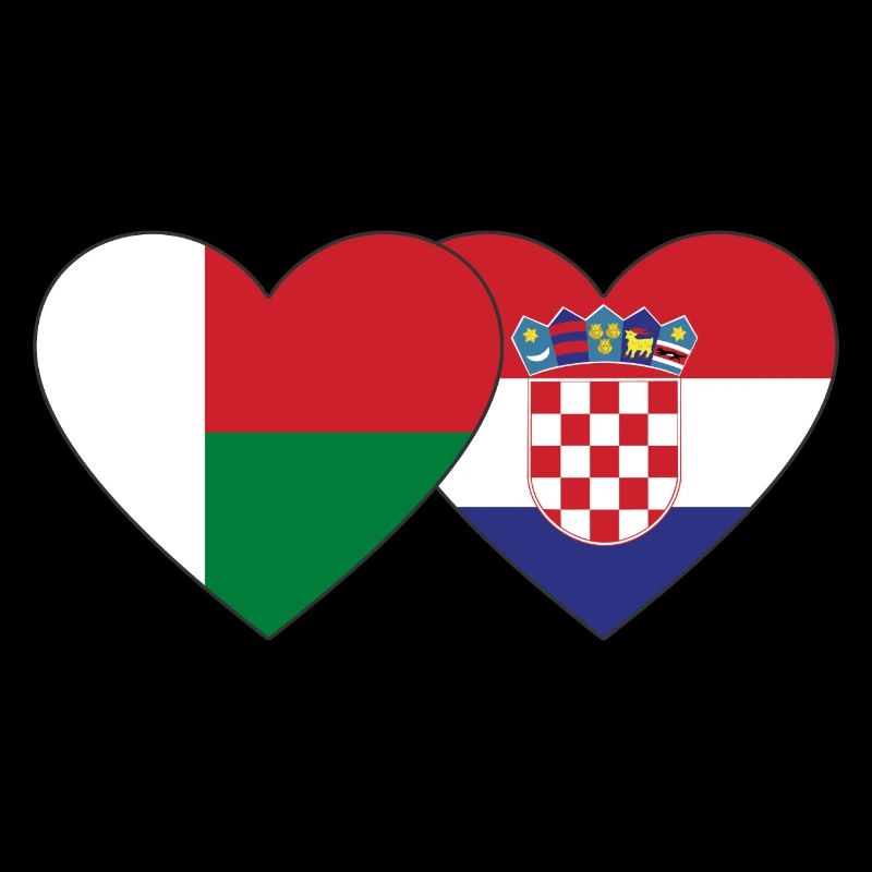 Madagascar Croatia Flag Heart