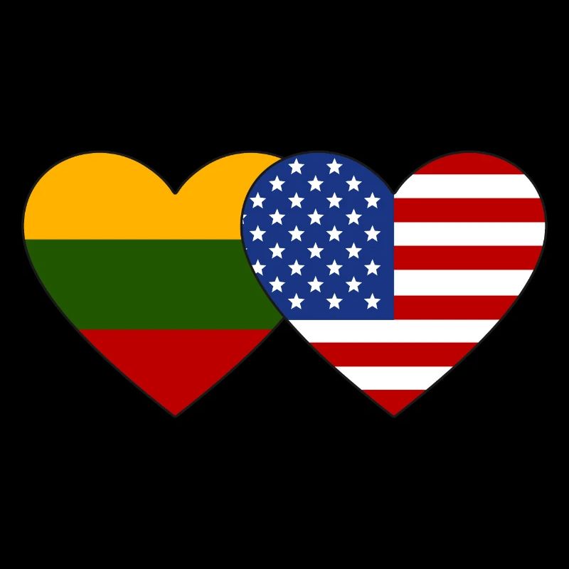 Lithuania USA Flag Heart
