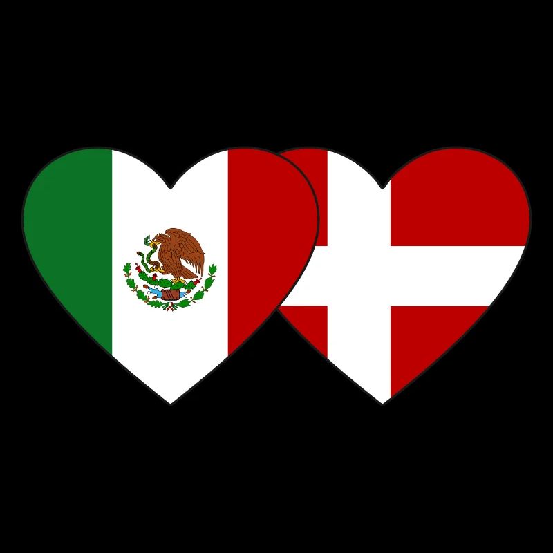 Mexique Danemark Flag Coeur