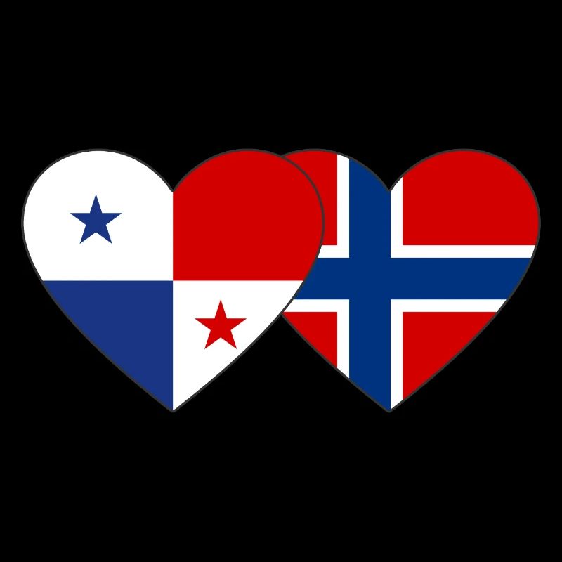 Panama Norway Flag Heart