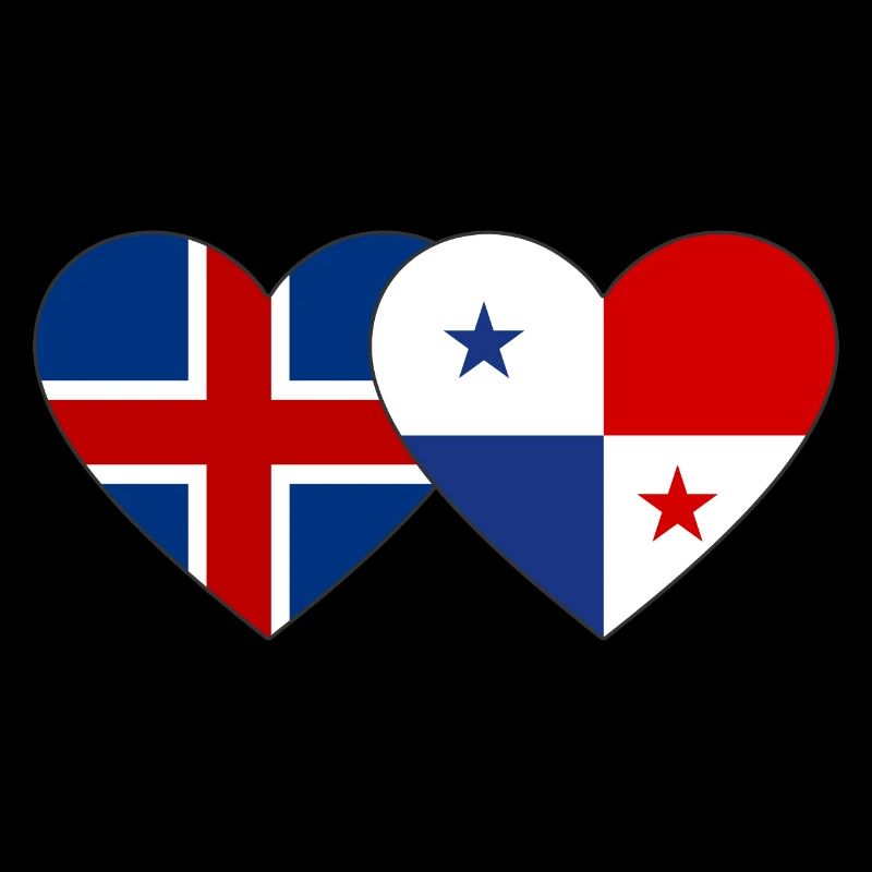 Iceland Panama Flag Heart