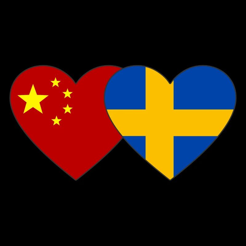 Chine Suède Drapeau du cœur