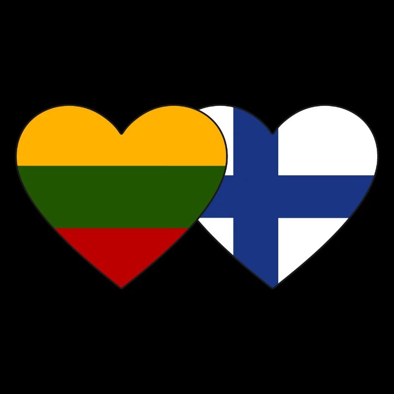 Lithuania Finland Flag Heart