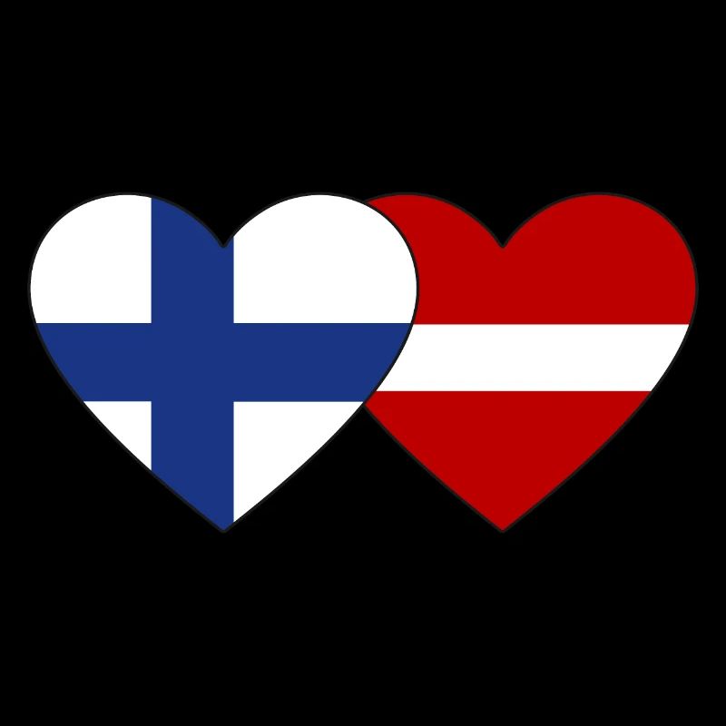 Finlande Lettonie Drapeau Coeur