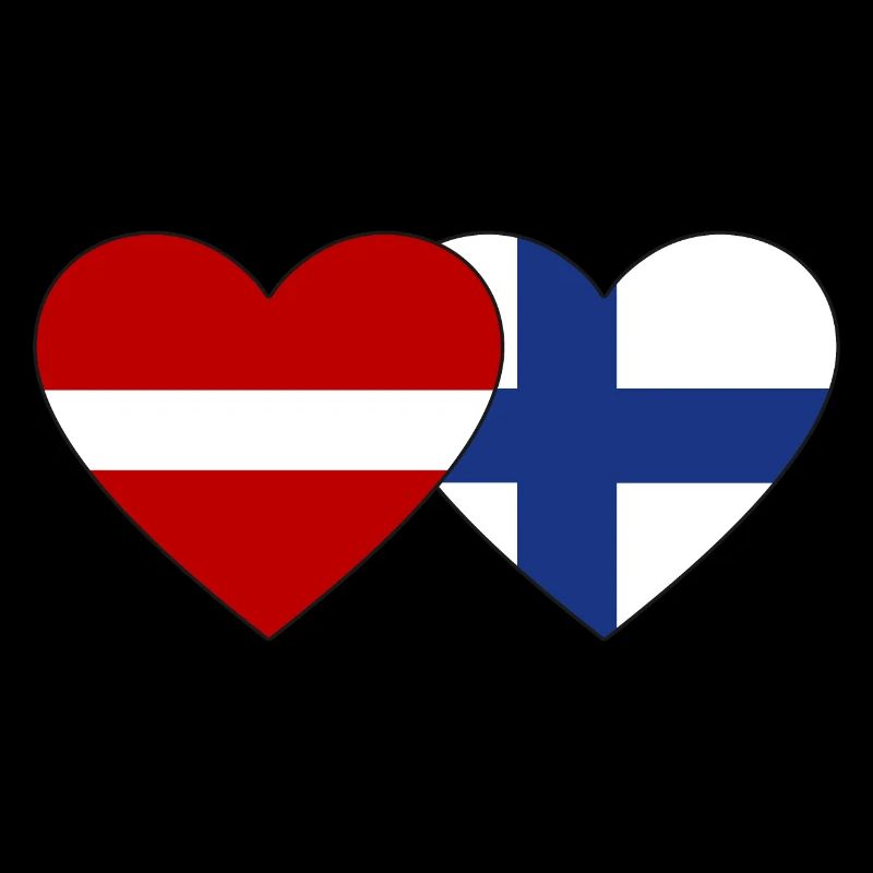 Lettonie Finlande Drapeau Coeur