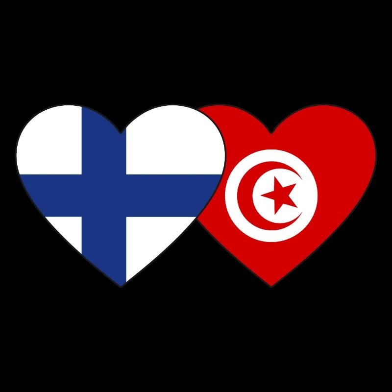 Finlande Tunisie Drapeau Coeur