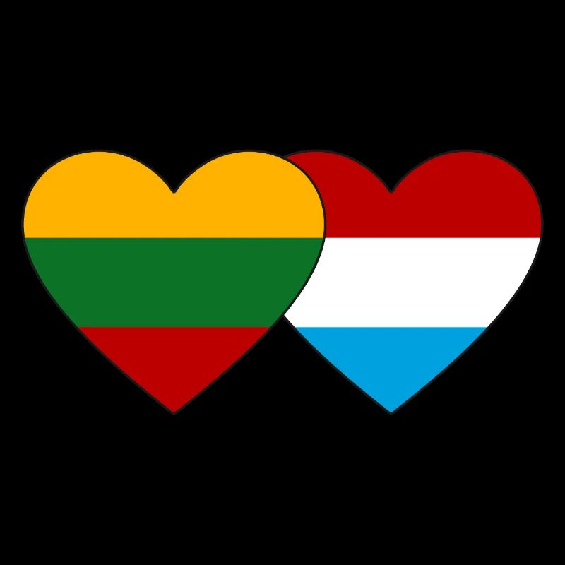 Lithuania Luxembourg Flag Heart