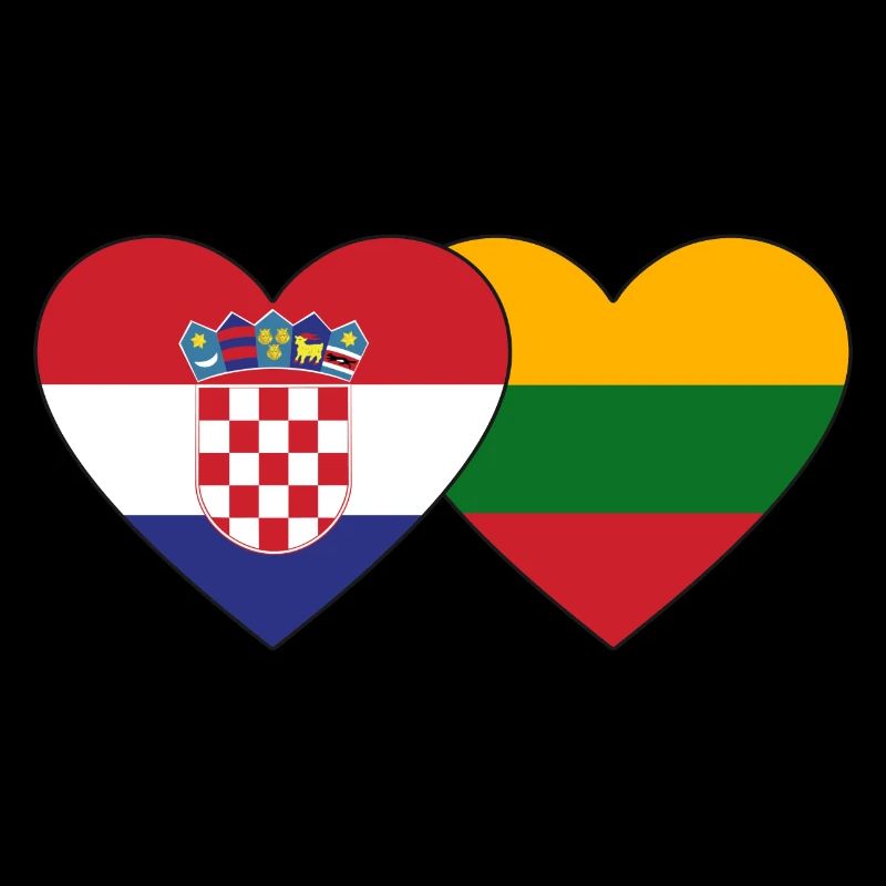 Croatia Lithuania Flag Heart