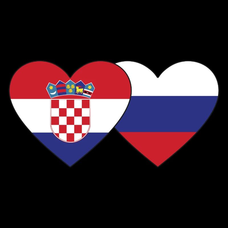 Croatie Russie drapeau coeur